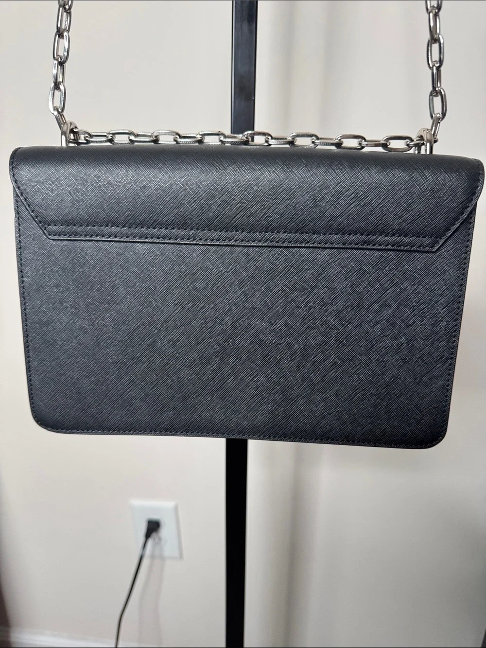 Vivienne Westwood Black Leather Shoulder Bag with Silver Chain